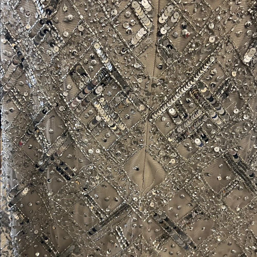 Silver Beaded Cocktail Dress - Picture 4 of 7